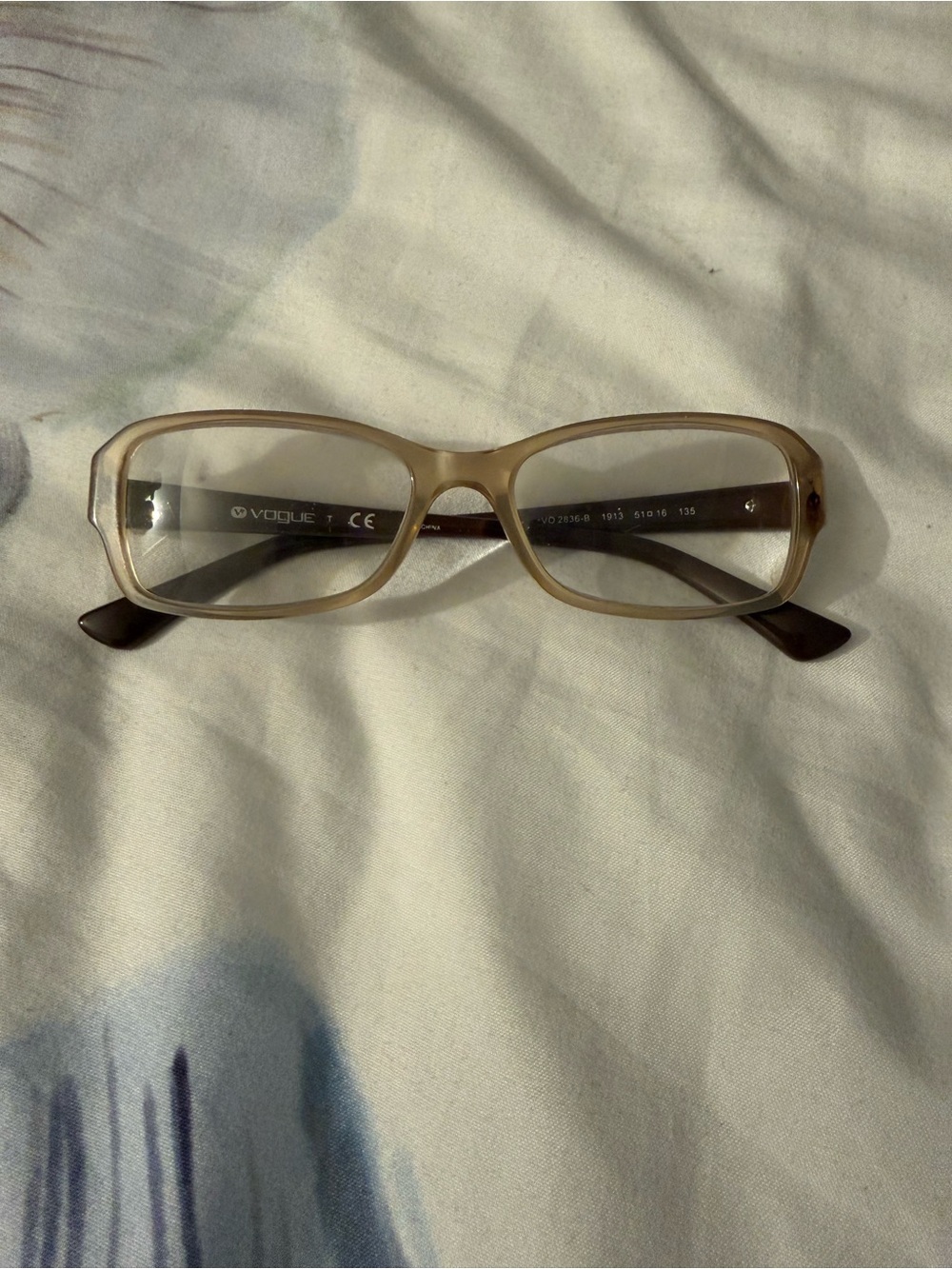 Vogue Rectangle Eyeglass Frames in Beige and Brown